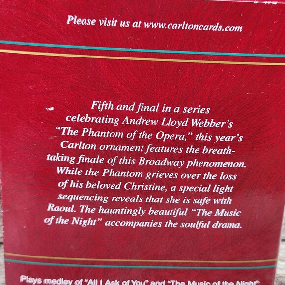 Musical Phantom of the Opera Christmas Ornament #5 Light Up Vintage WORKS w Box - Picture 11 of 11